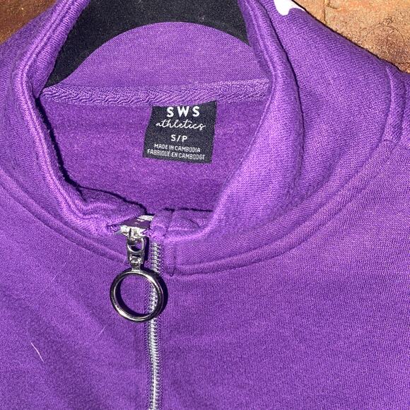 SWS Athletics Purple Super Diva Quarter Zip Crop Sweatshirt Women's Size Small - Picture 4 of 7